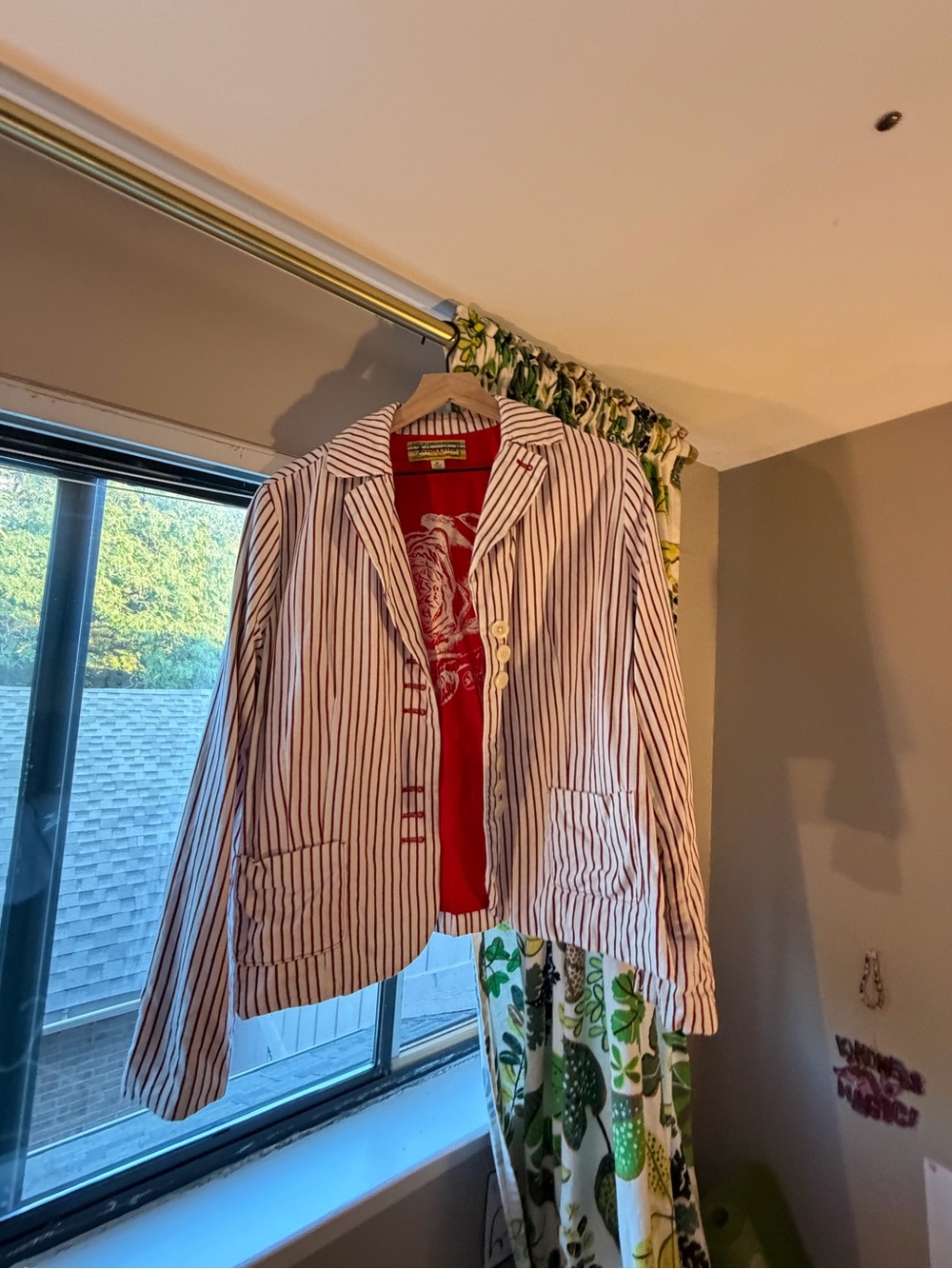 Libertine for Target Striped Blazer with Red Rose Lining, XL - Picture 2 of 7